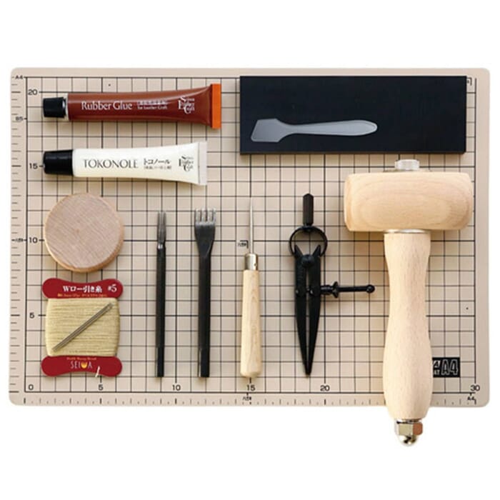 Seiwa Leather Stitching Supplies Starter Kit Japanese Standard Leathercraft Hand Sewing 12-Piece Tools Set, for Leatherworking
