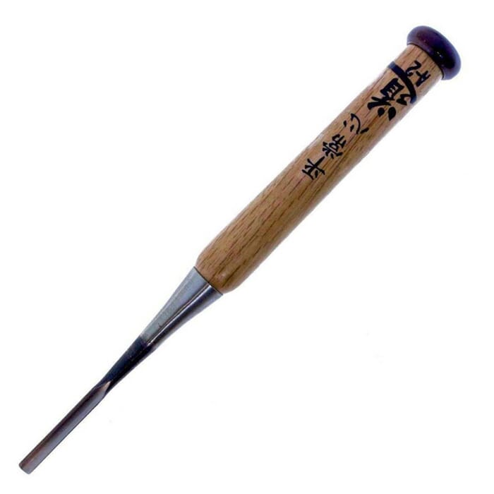 Michihamono Wood Carving Tool Medium 6mm A-2 Straight Woodcarving Socket U Gouge, with Oak Handle, to Carve Channels in Woodworking