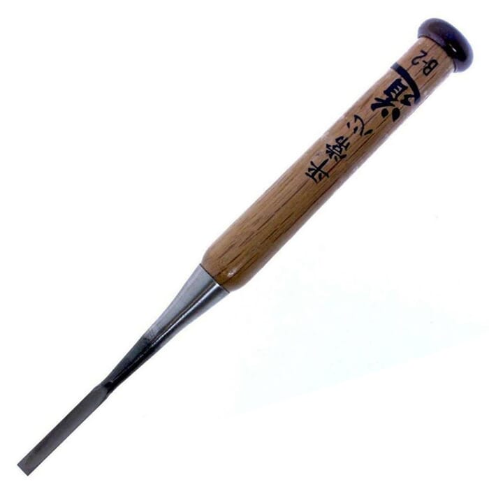 Michihamono Wood Carving Tool Medium 6mm B-2 Japanese Woodcarving Straight Edge Flat Socket Chisel, with Oak Wood Handle, for Woodworking
