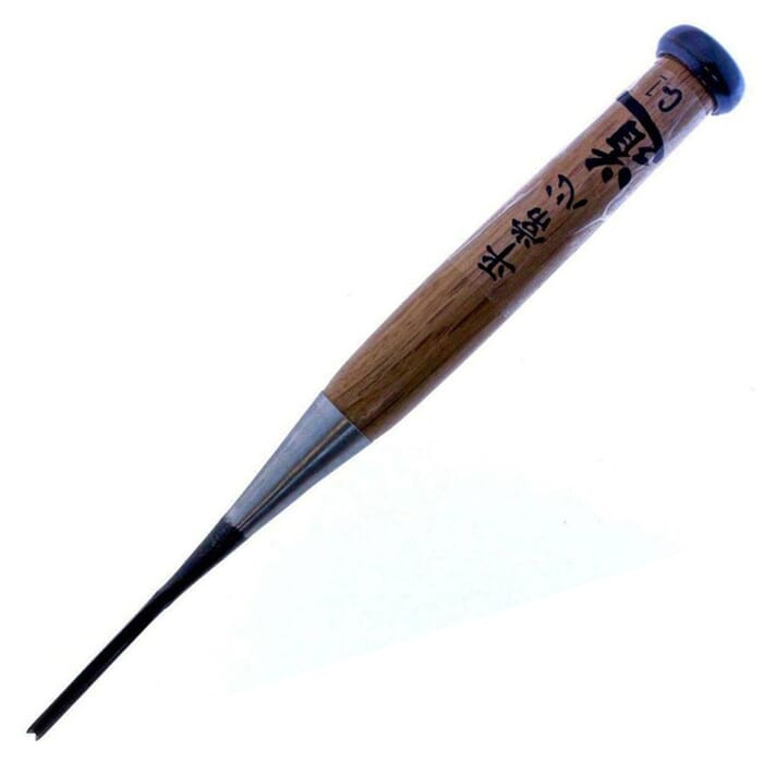 Michihamono 3mm Japanese Socket V Gouge Straight Parting Chisel Woodcarving Tool Small C-1 for Wood Carving, to Carve Details in Woodworking