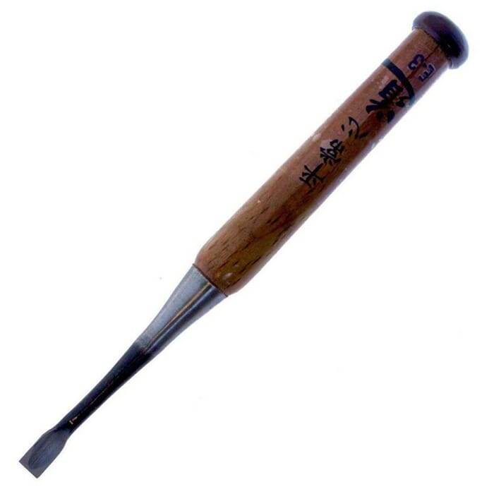 Michihamono Medium 9mm Japanese Shortbent Wood Carving Tool E-3 Spoon Bent Flat Socket Chisel, to Carve Corners in Woodworking