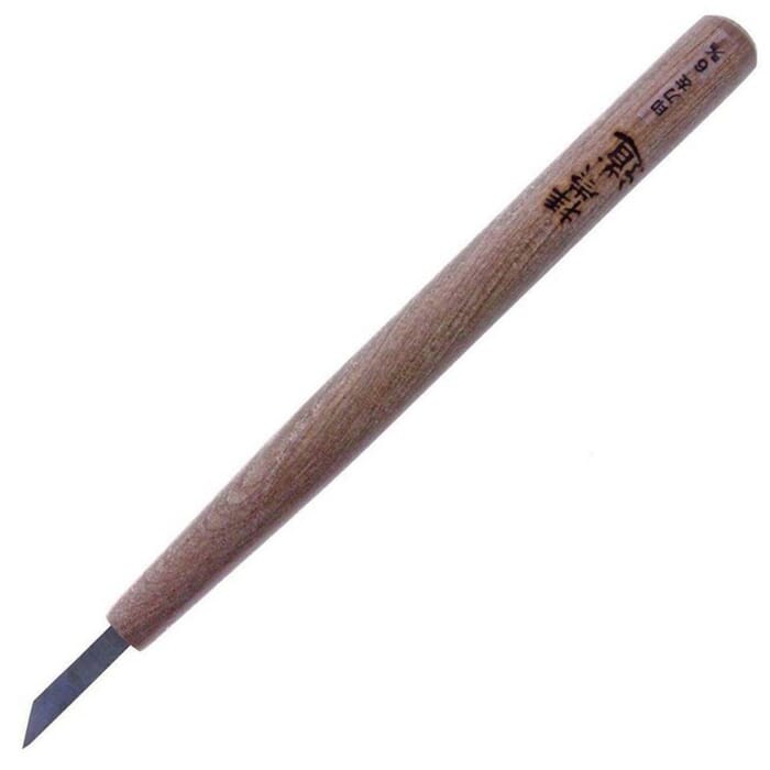 Michihamono 6mm Medium Left Skew Flat Wood Carving Chisel Woodcarving Tool, with High Speed Steel Blade, to Trim Corners in Woodworking