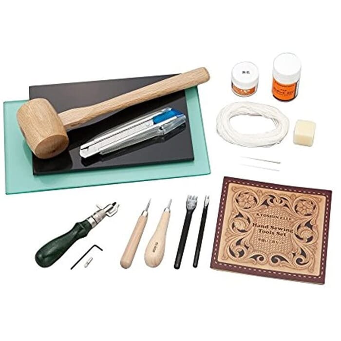 Kyoshin Elle Leathercraft Hand Sewing Tools Set Leather Stitching Supplies Kit, with Guide Book, for Leatherworking