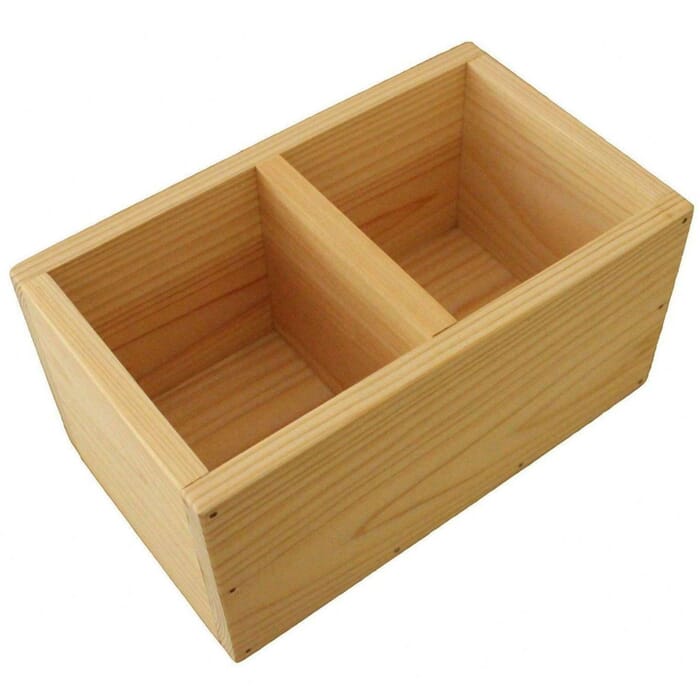 Kyoshin Elle Rectangular Wooden Storage Box Organizer 20x12x10cm, with Adjustable Center Divider, for Storing Tools