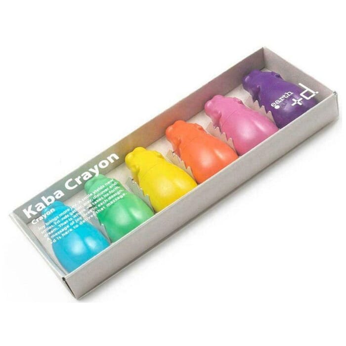 +d h-Concept 6pc Set Stationery Hippo Kaba Crayon Pastel Coloring Set, with Blue, Green, Yellow, Orange, Pink, & Purple Color