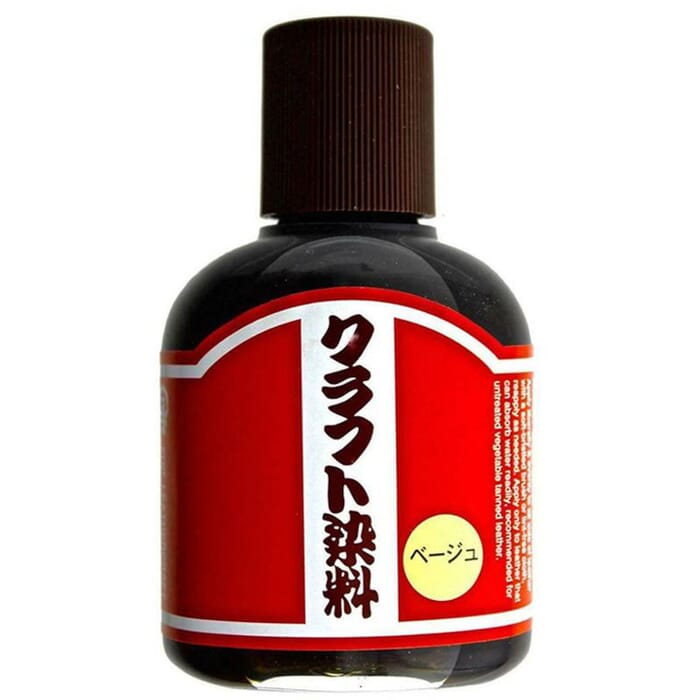 Craft Sha No.4 Beige Leathercraft Paint 100ml 3.4oz Water Based Leatherworking Dye Solution, for Dyeing Untreated Vegetable Tanned Leather