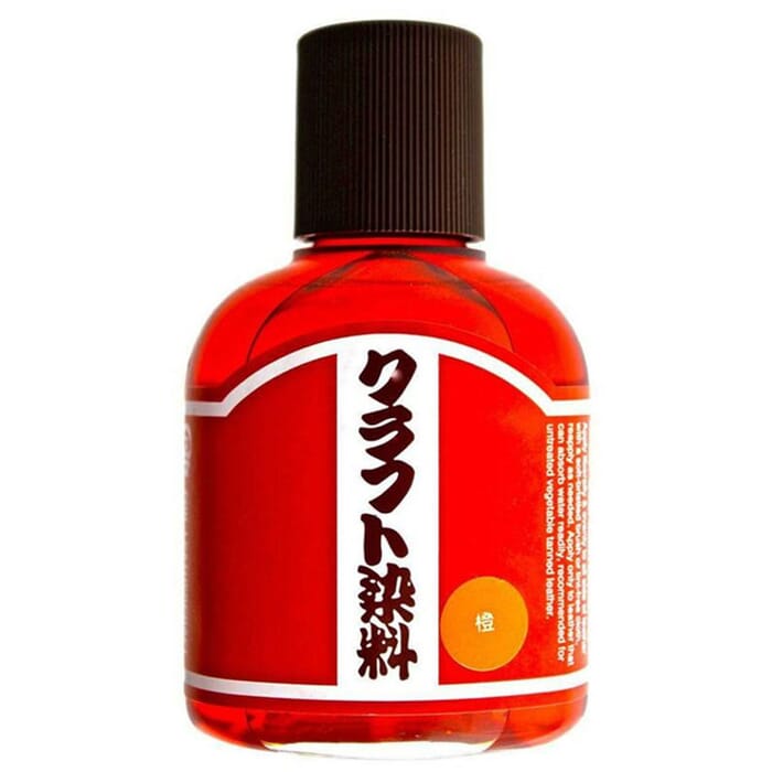 Craft Sha No.3 Orange Leathercraft Dye 100ml 3.4oz Water Based Leatherworking Paint Solution, for Dyeing Untreated Vegetable Tanned Leather