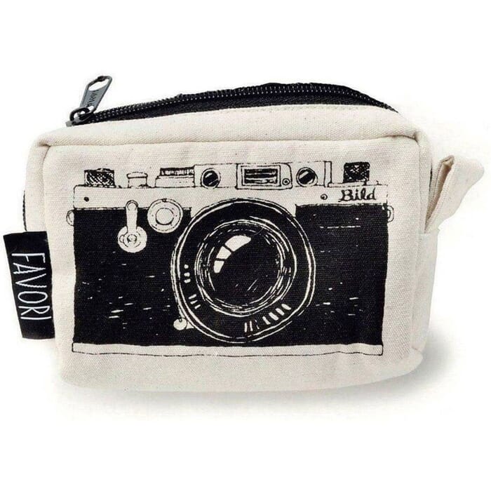 Keystone Favori Black & White Cotton Case Multipurpose Canvas Bag Portable Pouch, with Zipper, for Storing Camera & Small Items