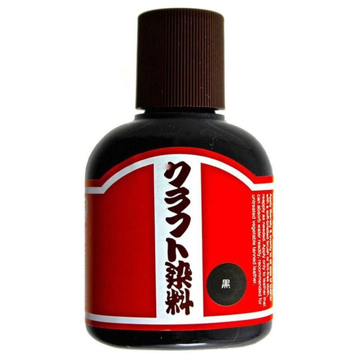 Craft Sha No.24 Black Leathercraft Paint 100ml 3.4oz Water Based Leatherworking Dye Solution, for Dyeing Untreated Vegetable Tanned Leather