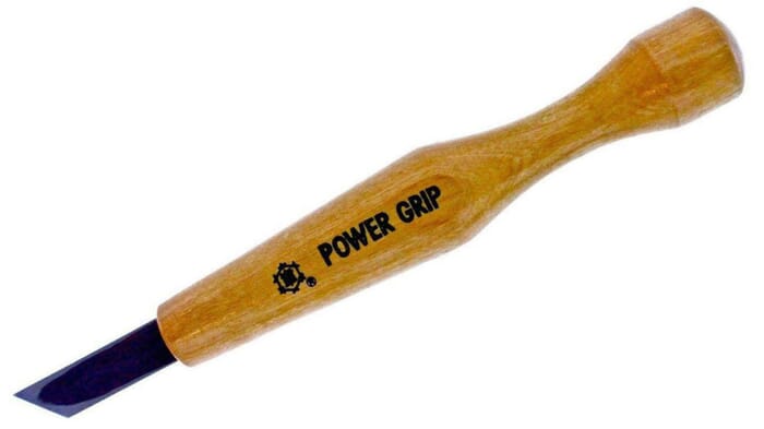 Mikisyo Power Grip PMC & Wood Carving Tool 9mm Skew Angled Corner Chisel, with Wooden Handle, to Carve Tapered Recesses in Woodworking