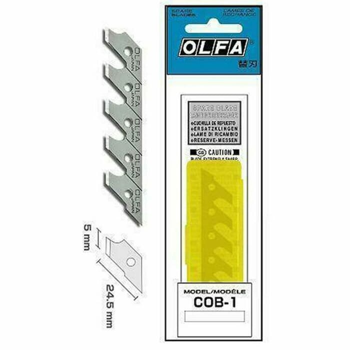 Olfa Japanese Cutting Tool 15-Piece 5mmx24.5mm COB-1 Replacement Spare Blade, with Plastic Case, for Compass Circle Cutters