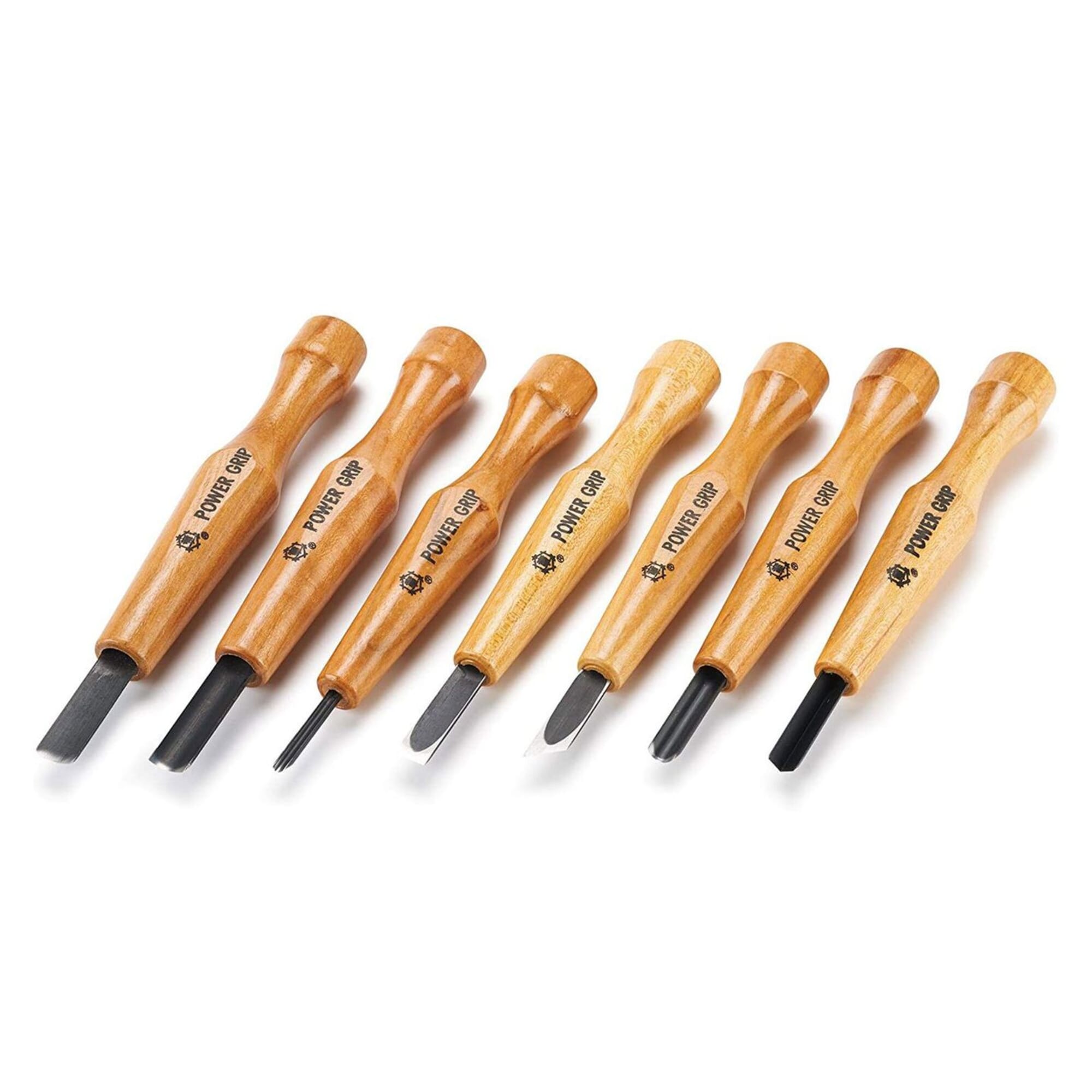Mikisyo Power Grip Woodcarving 7-Piece Set Left Handed Gouges & Chisels  Wood Carving Tool Kit, with Red Beech Wood Handles, for Woodworking