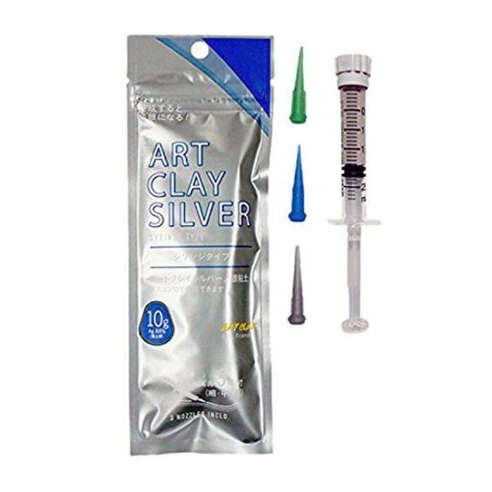 Art Clay Silver 10g Precious Metal Clay PMC Low Fire Syringe Paste Multi Nozzle, for Silver Clay Repair & Adding Patterns