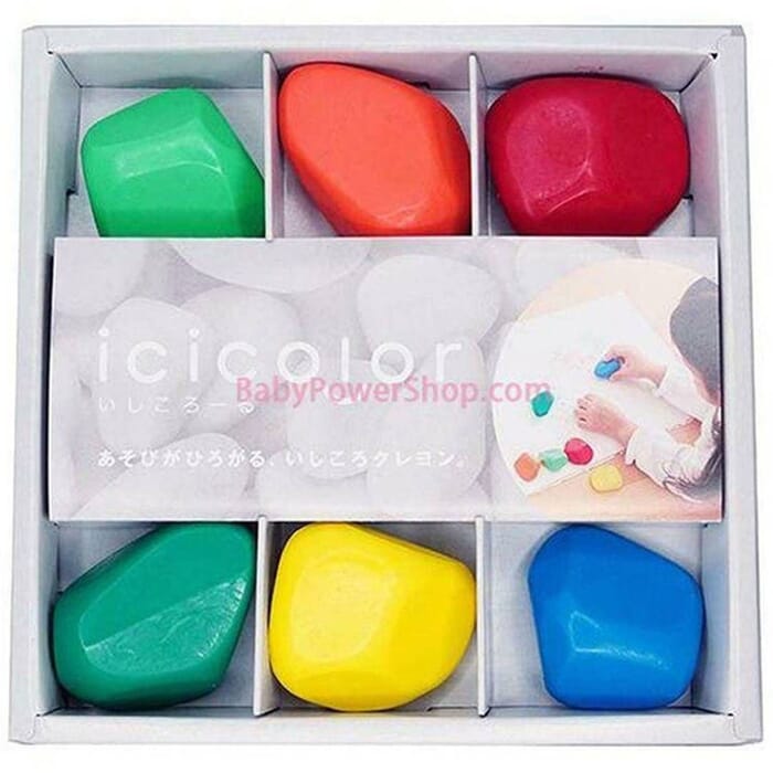 Aozora Icicolor 6 Piece Stationery Stone Crayons, with Red, Yellow, Blue, Orange, Light & Dark Green Color, for Coloring
