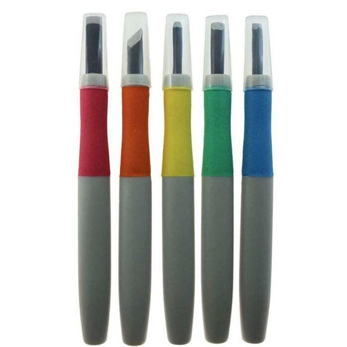 Michihamono 5pc Color Coded Basic Wood Carving Gouges & Chisels Tool Kit