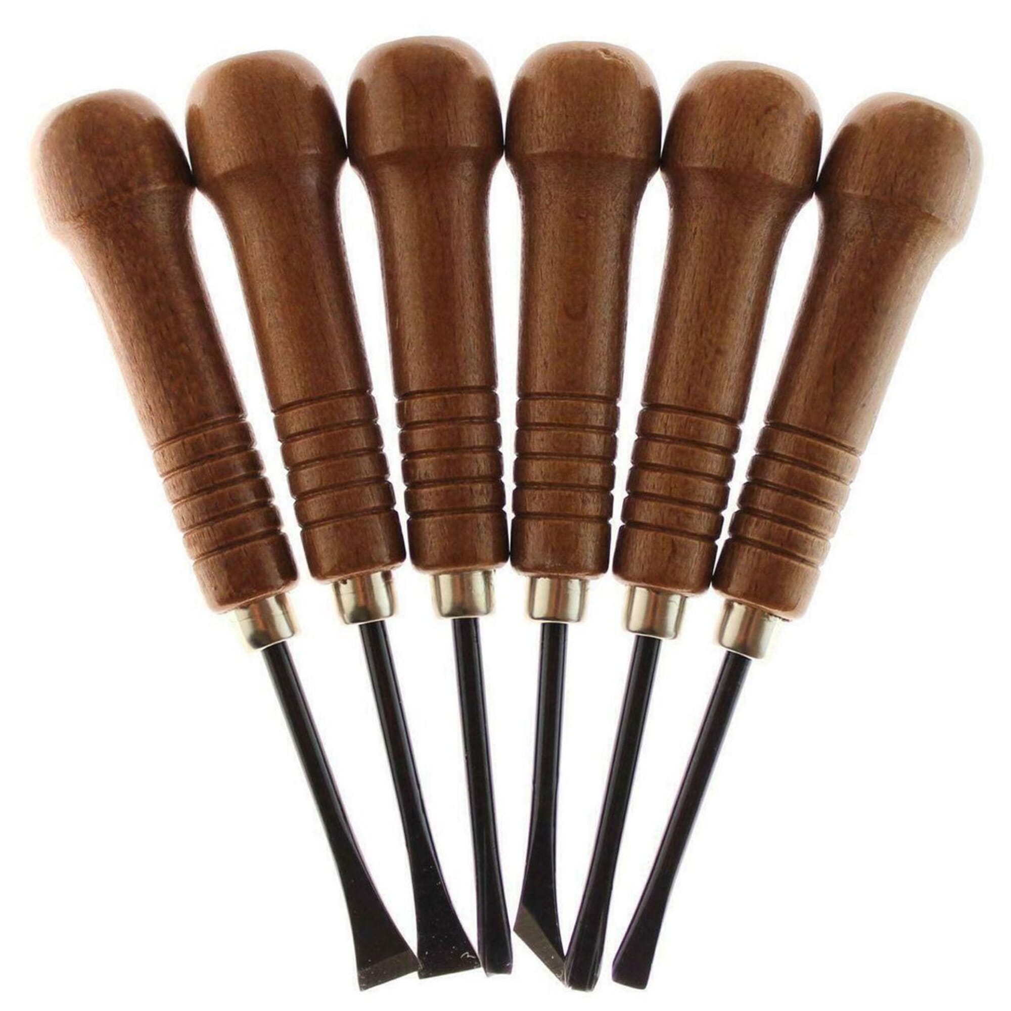 Tohosha Wood Carving Chisel 6 Piece Set V U Gouge, Skewed Flat Bent Back Chisel