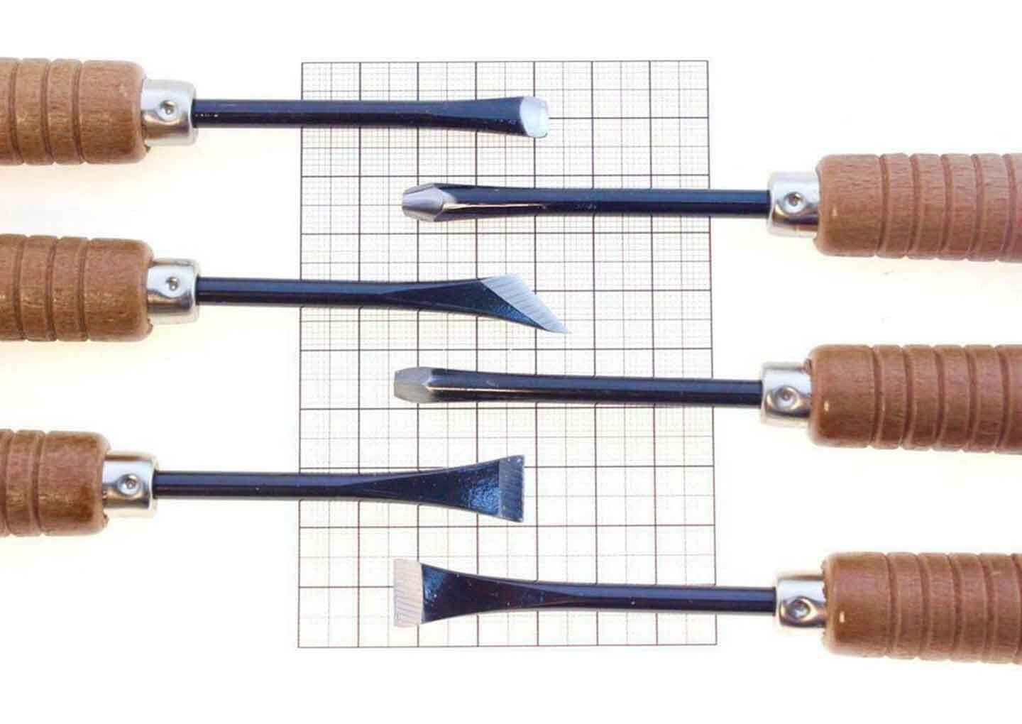 Tohosha Japanese Wood Carving Tools Set 6 Piece Woodworking V U Gouge  Skewed Flat Bent Back Gouges & Chisels Kit, for Woodcarving