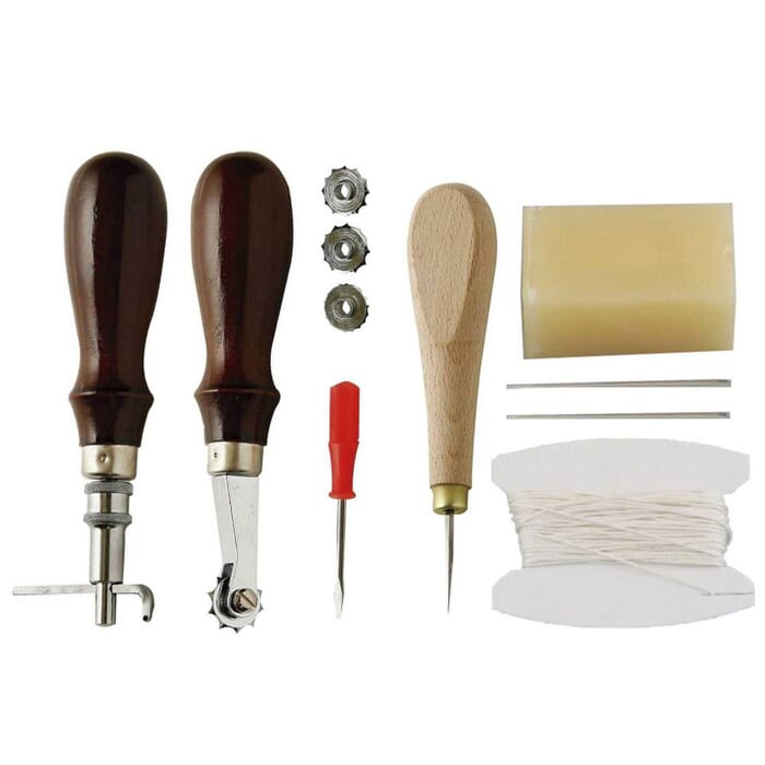 Craft Sha Leather Craft Kit Stitching Wheel Groover Spacer Wax Needle Awl Set