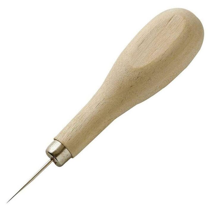 Craft Sha Leathercraft Hand Sewing Tool Round Leather Stitching Scratch Awl, with Wooden Handle, to Punch Corner Stitch Holes in Leatherwork