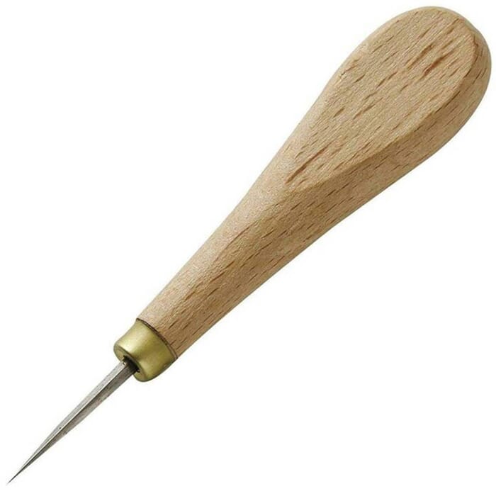 Craft Sha Leathercraft Tool 34mm Professional Diamond Point Leather Stitching Awl, with Wooden Handle, to Pierce Sewing Holes in Leatherwork