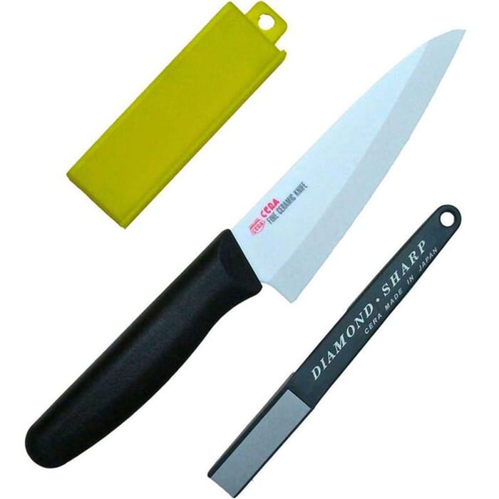 Forever Cera SC14WB General Purpose Japanese Fine Ceramic Kitchen Knife 14cm, with Sharpener, for Cutting & Slicing