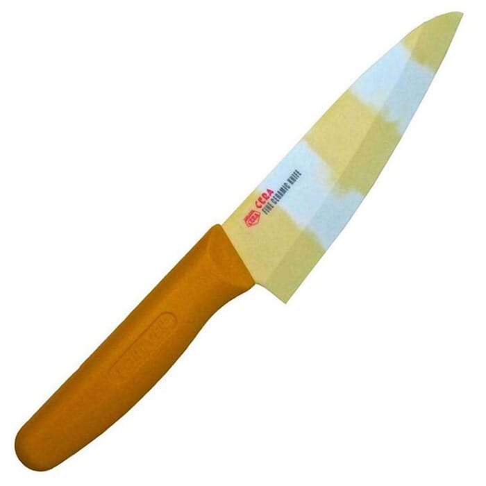 Forever Cera C14YW Japanese High Quality General Purpose Ceramic Kitchen Knife 14cm, with Yellow Handle, for Cutting & Slicing