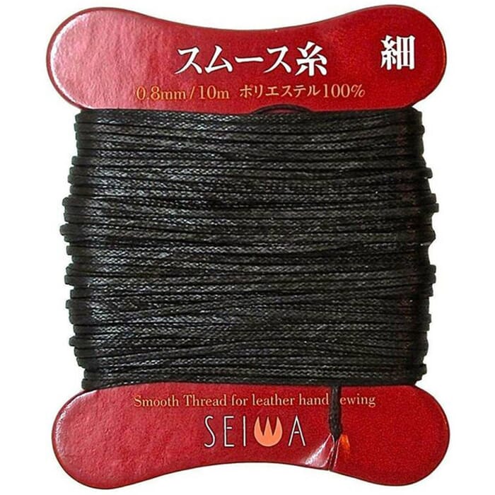 Seiwa Leathercraft Sewing Tool 0.8mm Heavy-Duty Non-Stretch Dark Brown 10m Polyester Waxed Smooth Leather Thread, for Stitching Leatherwork