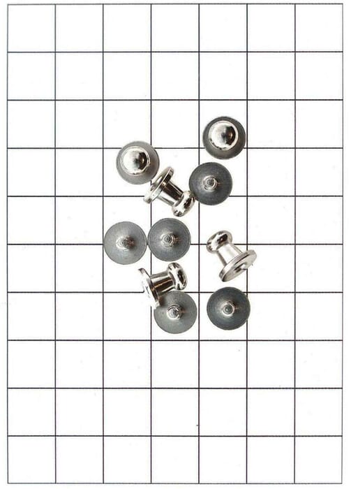 x5 Leathercraft Hardware Silver Stud + Backscrew for Leather 10mm x 8mm