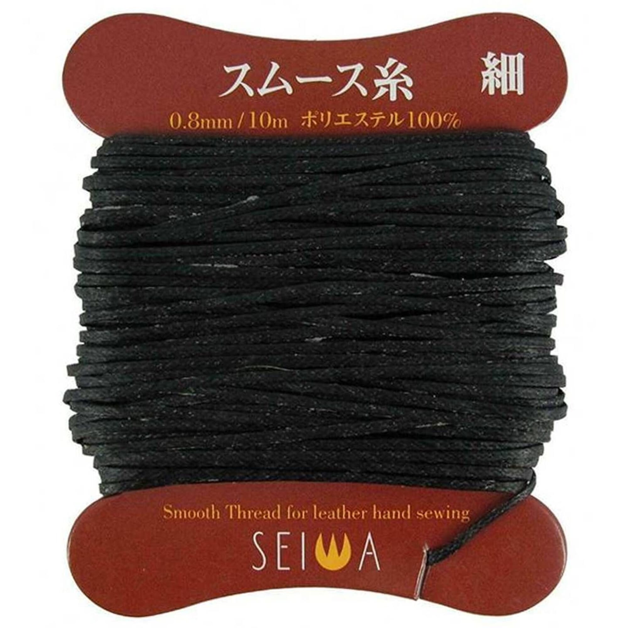 Seiwa Leathercraft Hand Sewing Tool 1mm Heavy-Duty Non-Stretch Black 10M Polyester Waxed Smooth Leather Thread, for Stitching Leatherwork