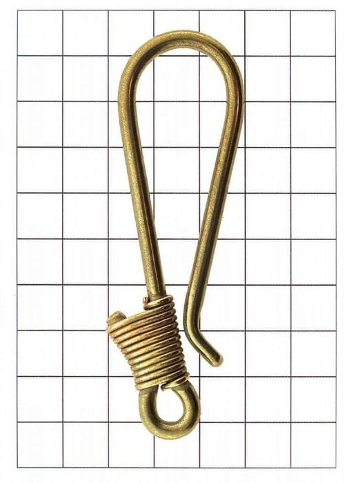 Yanagiba Leathercraft Hardware Coil Brass Hook L 88mm x 27mm, for Hooking Wallet & Hanging Keychain