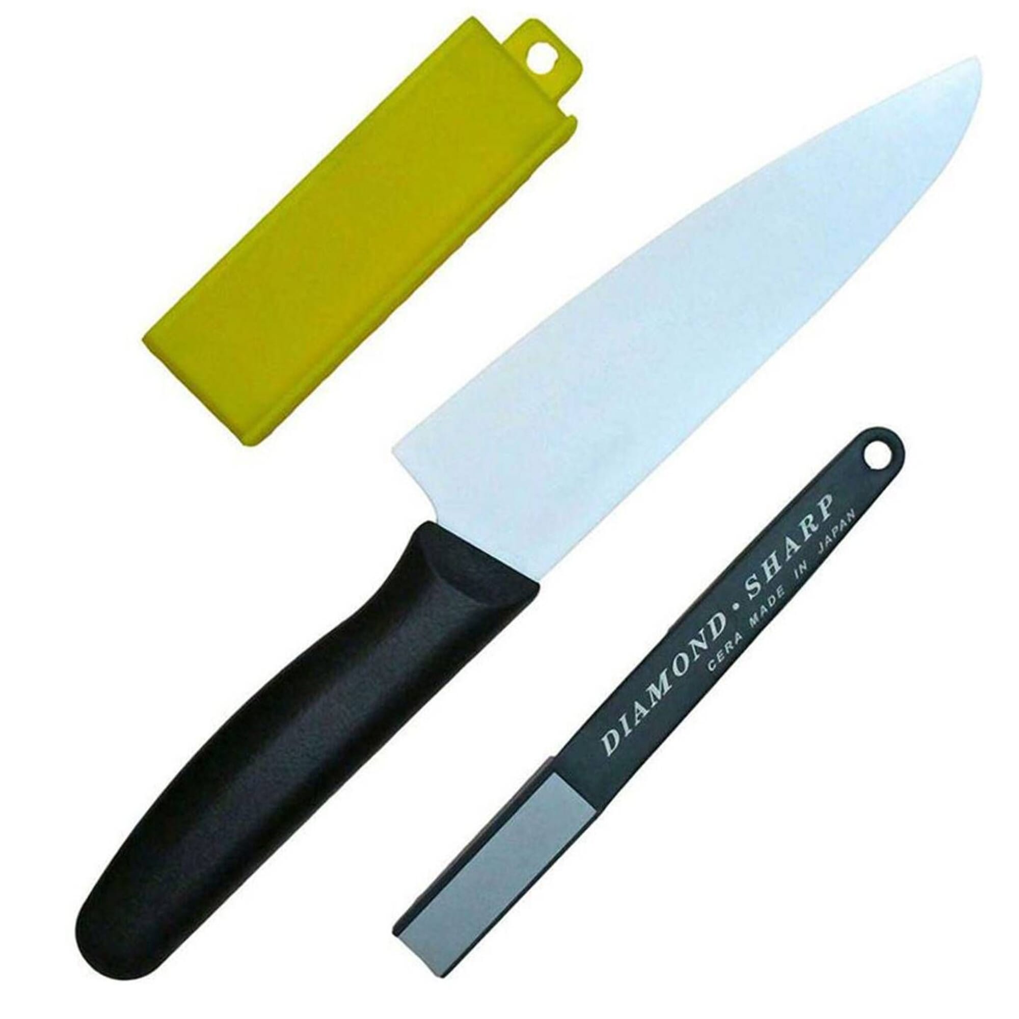 Forever Cera SC18WB Japanese Fine Ceramic General Purpose Kitchen Knife 18cm, with Blade Sharpener, for Slicing & Cutting
