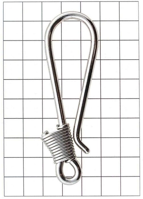 Yanagiba Leathercraft Hardware Coil Silver Hook L 88mm x 27mm, for Hooking Wallet & Hanging Keychain