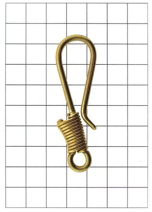 Yanagiba Leathercraft Hardware Coil Brass Hook M 65mm x 20mm, for Hooking Wallet & Hanging Keychain