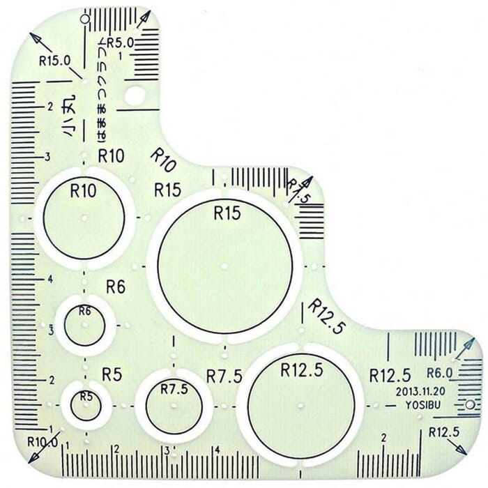 Craft Sha Leathercraft Measuring Tracing Hand Tool Small Leather Round Corner & Circle Plastic Stencil Ruler, for Leatherworking