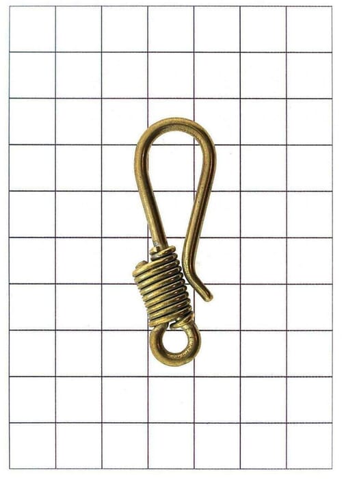 Yanagiba Leathercraft Hardware Brass Coil Hook S 53mm x 18mm, for Hanging Keychain & Hooking Wallet