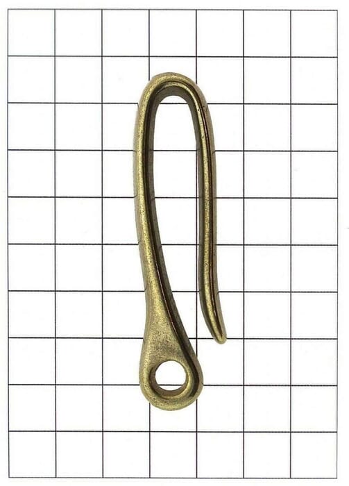 Yanagiba Leathercraft Hardware Heavy Brass Hook L 70mm x 20mm, for Hooking Keychain or Wallet Lanyard in Belt