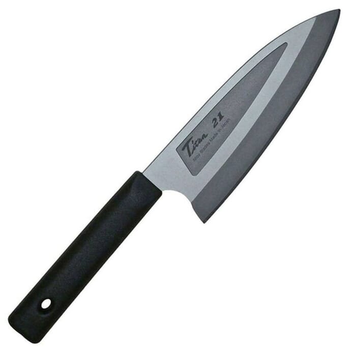 Forever Cera CGT3016 Titan 21 Alloy Blades Japanese Titanium Deba Bocho Kitchen Knife 16cm, for Cutting Meat & Fish