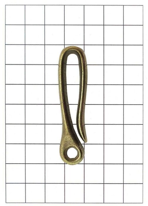 Yanagiba Leathercraft Hardware Heavy Brass Hook M 60mm x 20mm, for Hooking Keychain or Wallet Lanyard in Belt