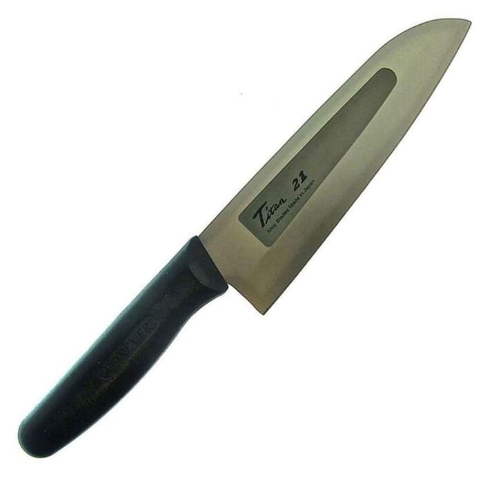 Forever Cera CGT19H Titanium Kitchen Knife 19cm 7.5 Made in Japan Contoured Santoku