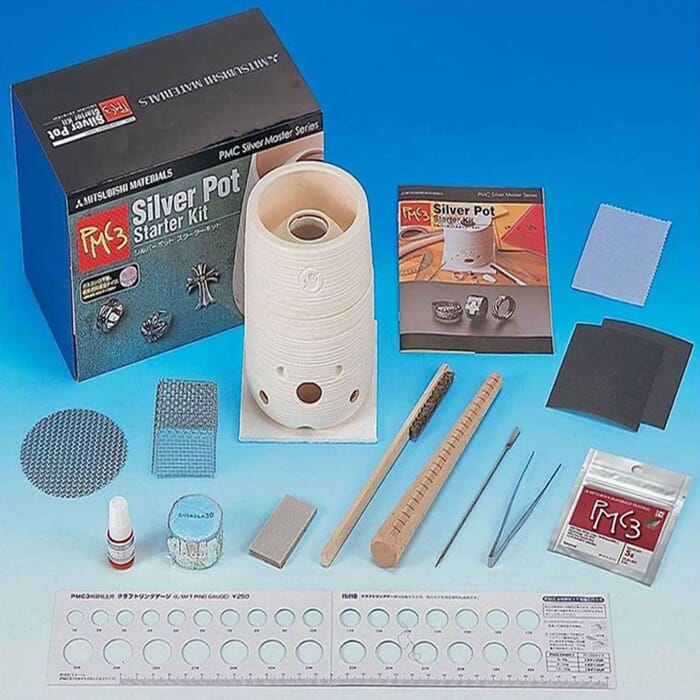 PMC Precious Metal Clay Silver Master Series Silver Pot Starter Kit, with Tools, Kiln, & Instructions, for Jewelry Making