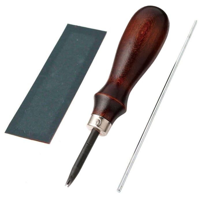 Seiwa Deluxe Leathercraft Edge Beveller S Type No.3 Leather Edger, with Sharpening Rod & Sandpaper, for Beveling Edges in Leatherwork