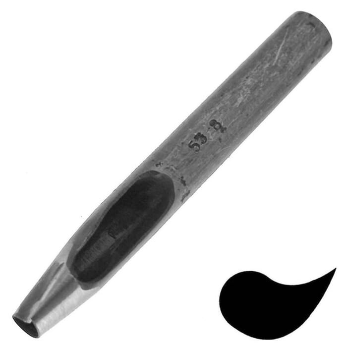 Kyoshin Elle Leathercraft Tool Custom Shaped Hole Punch No.4 Large Teardrop Right 10x7mm, to Pierce Decorative Patterns in Leather