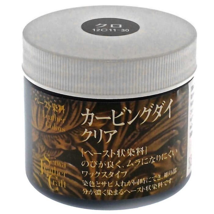 Seiwa Japanese Leathercraft Dyeing 80g No.7 Black Alcohol Based Antique Oil Leather Carving & Tooling Dye Gel Stain, to Color Leatherwork