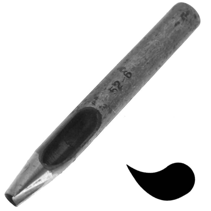Kyoshin Elle Leathercraft Tool Custom Shaped Leather Hole Punch No.3 Medium Teardrop Left 9mm x 6mm, to Add Decorative Holes in Leatherwork