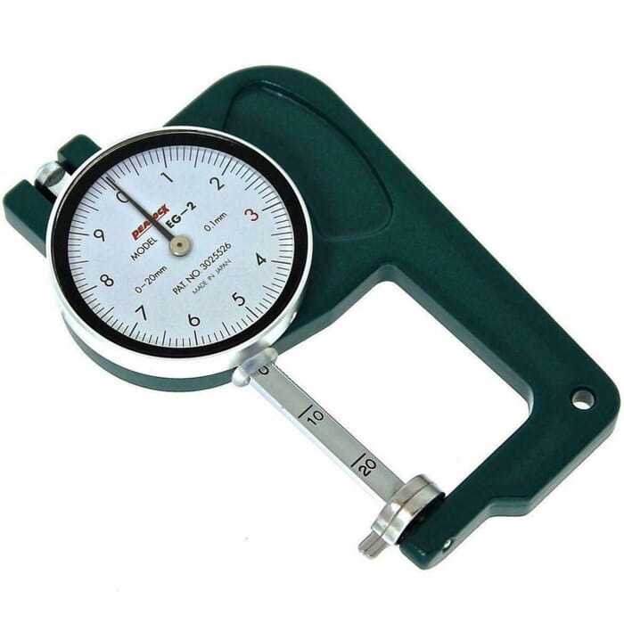 Peacock EG-2S 83mm Fully Adjustable Spring Actuated High Precision Dial Caliper, for Measuring Thickness of Leather, Fabric, Paper, & Metal