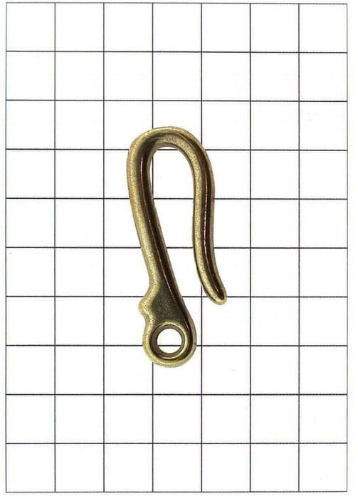 Yanagiba Leathercraft Hardware Plain Solid Brass Hook S 50mm x 25mm, for Attaching Wallet Lanyard or Keychain in Belt