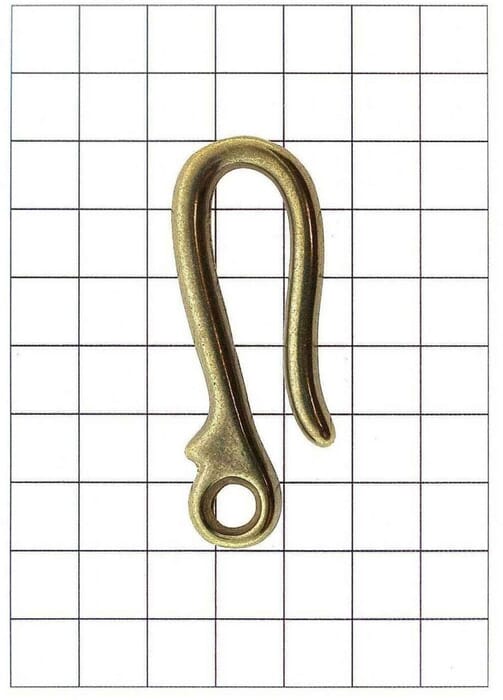 Yanagiba Leathercraft Hardware Plain Solid Brass Hook M 60mm x 25mm, for Attaching Wallet Lanyard or Keychain in Belt