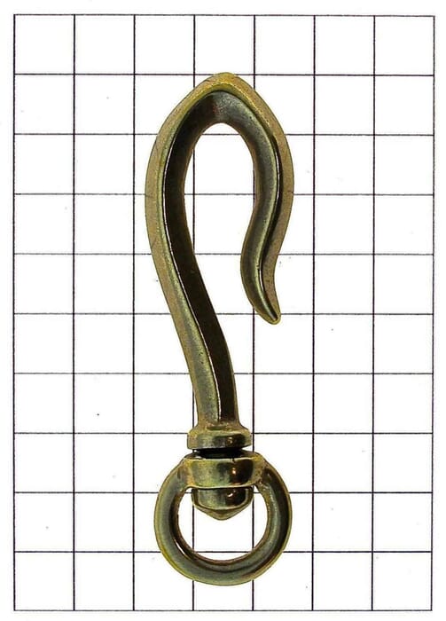 Yanagiba Leathercraft Hardware Brass Hook 85mm x 25mm, with Swivel Loop, for Hooking Wallet & Keychain Lanyard in Belt