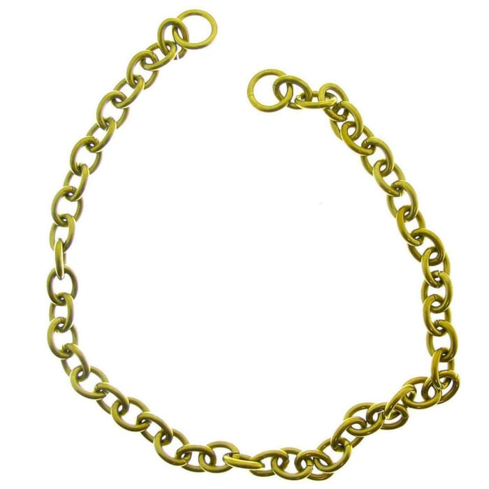 Yanagiba Leathercraft Hardware 500mm Brass Chain, with Two End Rings, for Securing Key & Wallet