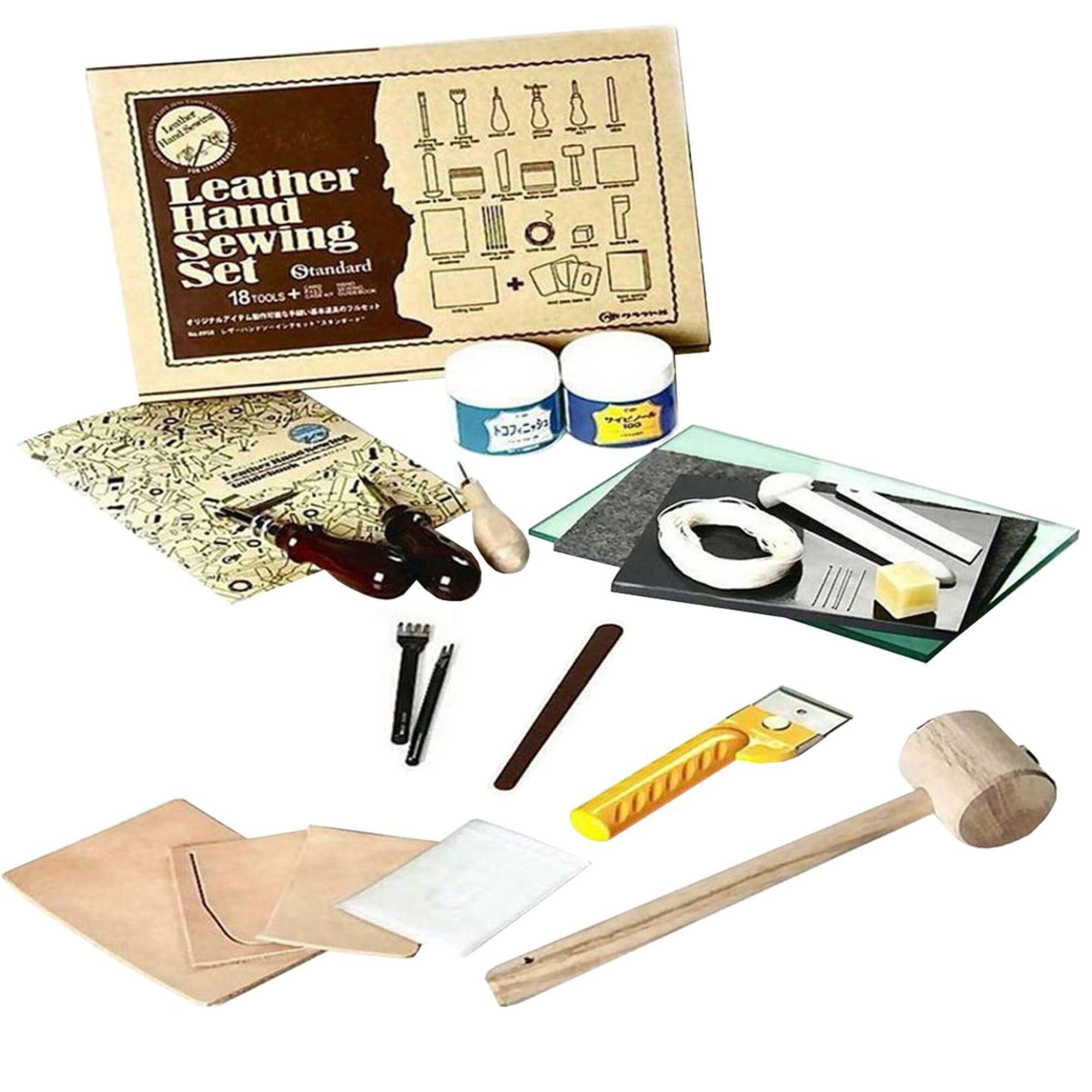 Used Vintage Tandy Leather Craft Kit- tools-hammer-stencils- books-some  projects